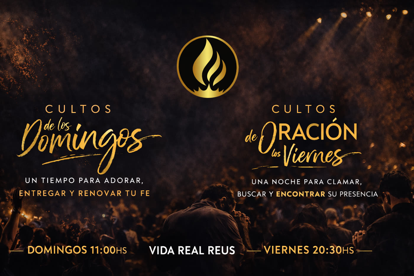 Cartel de cultos de viernes y domingo