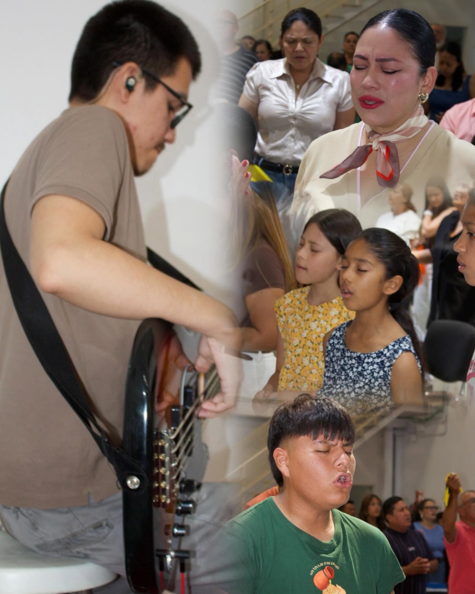 Jóvenes músicos durante un culto